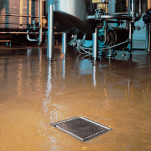 Floor drain in industrial building. 