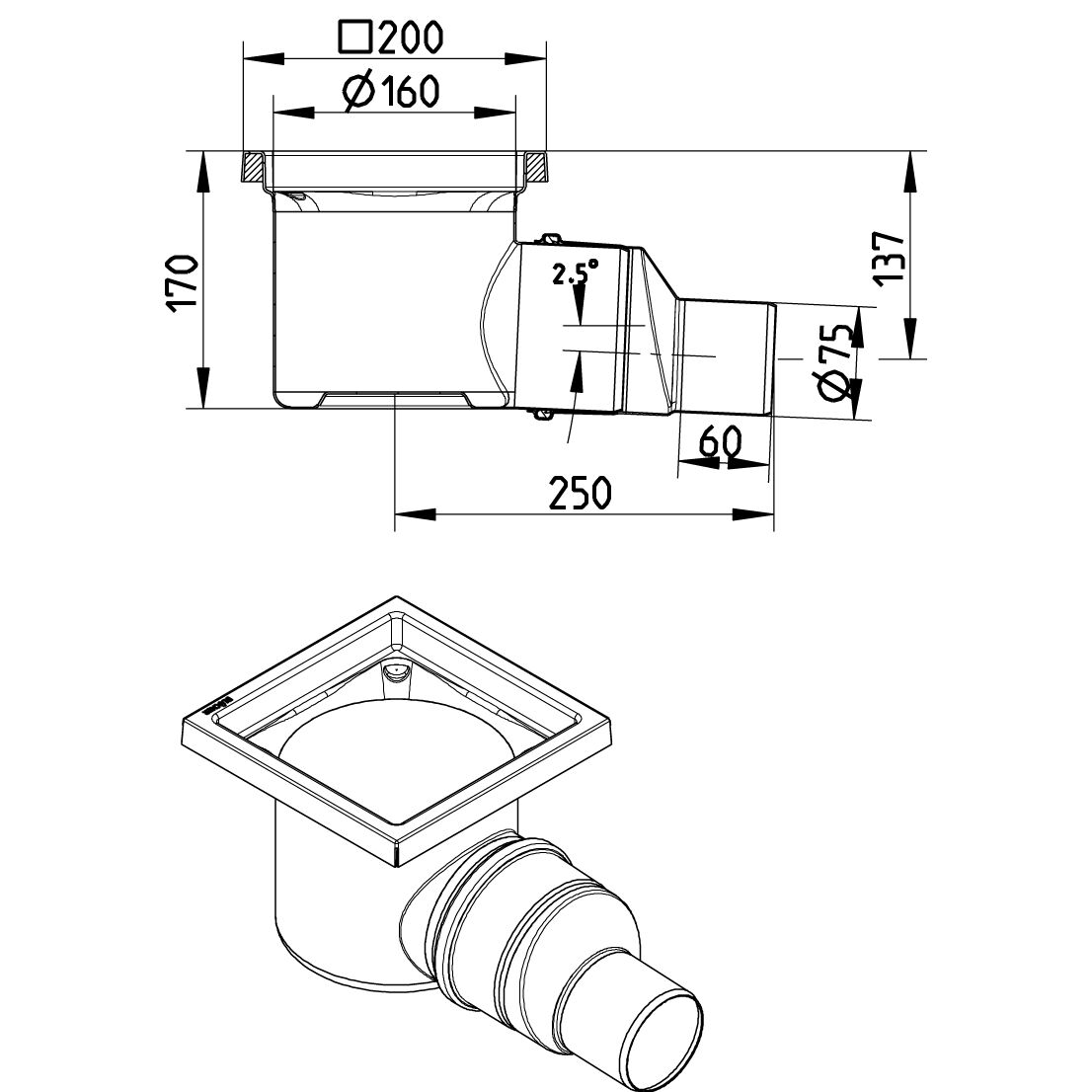 Line Drawing - Drain-No membrane-200