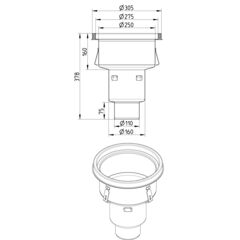 Line Drawing - Drain-No membrane-305